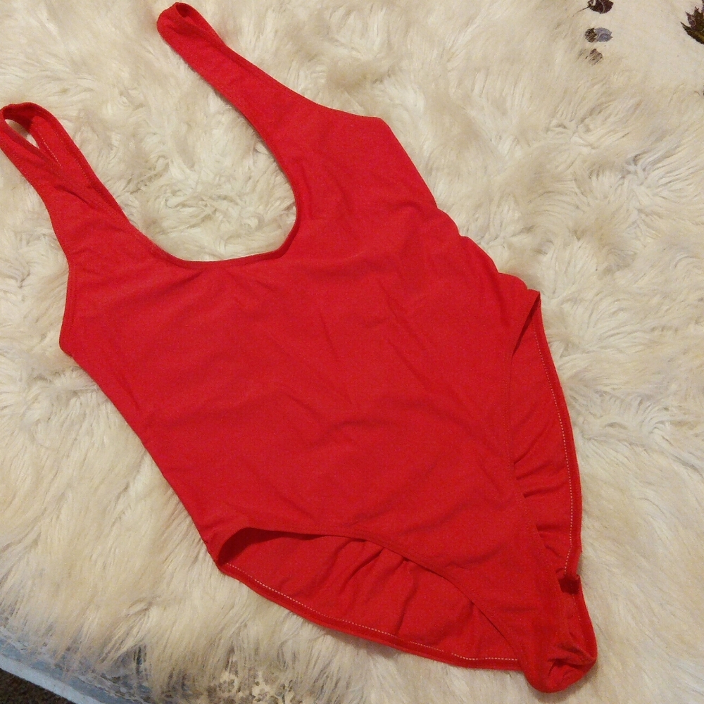 NWOT Solid Red bathing suit
